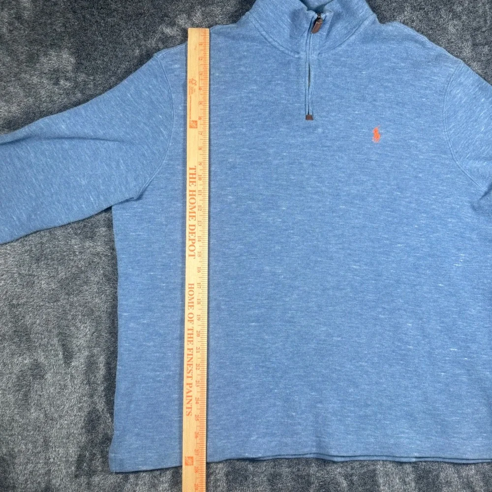 Polo Ralph Lauren Mens XL 1/4 Zip Pullover Blue Heather Cotton Pony Logo